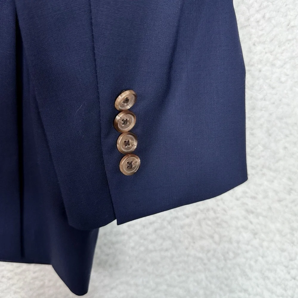 Lauren Ralph Lauren Slim Fit Sport Coat Blazer Men's 44S Navy Blue 100% Wool